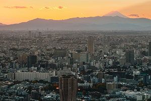 Tokyo and Mount Fuji at Sunset