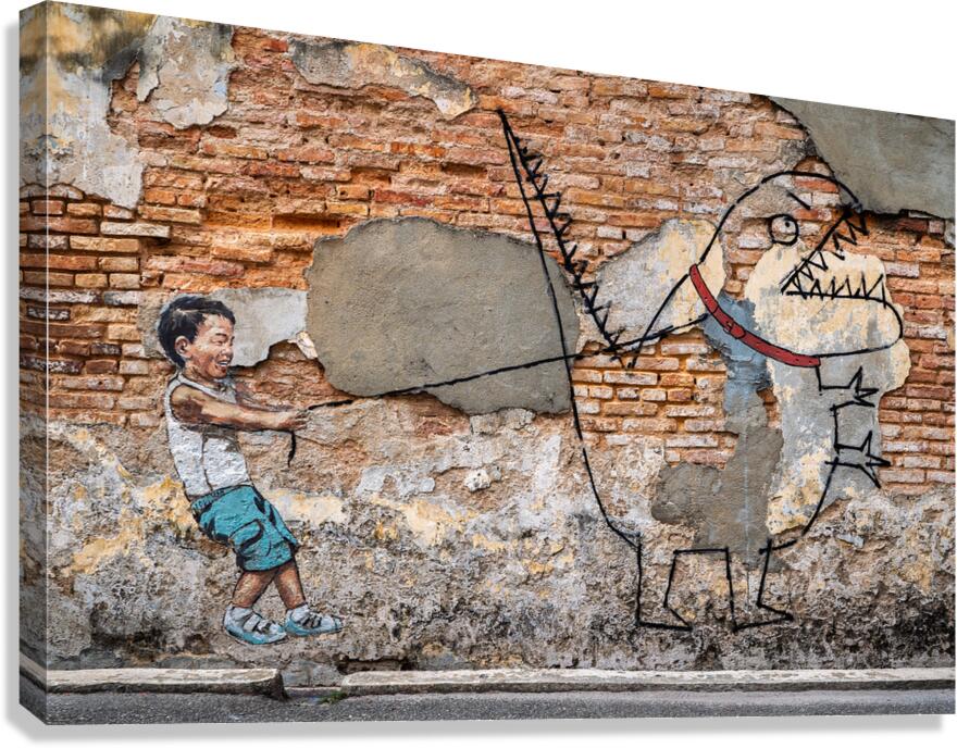Boy With Dinosaur Canvas Print