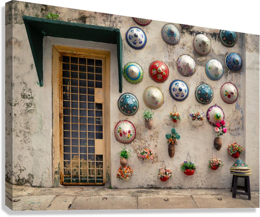 Ipoh Hats and Blooms Canvas Print