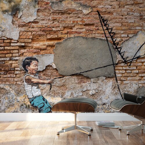 Boy With Dinosaur Wall Murals