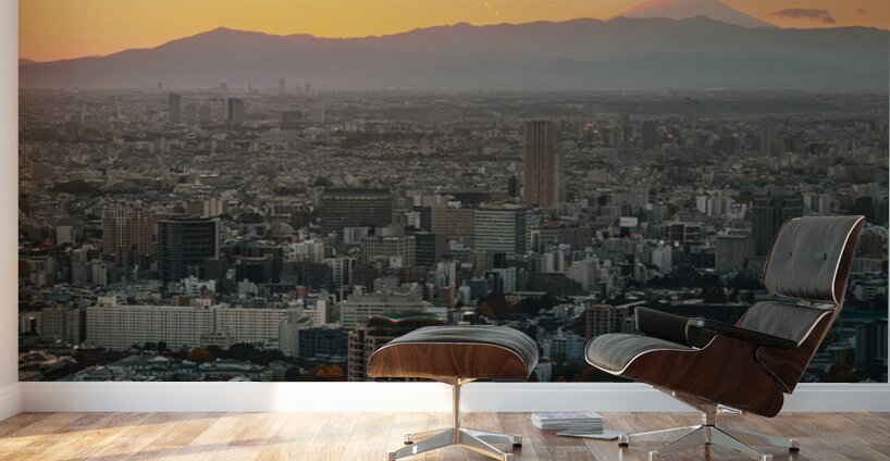 Tokyo and Mount Fuji at Sunset Wall Murals