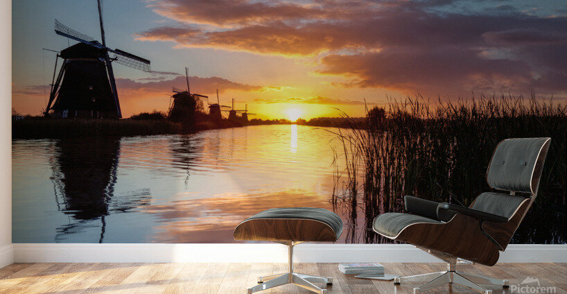Kinderdijk Sunrise Wall Murals