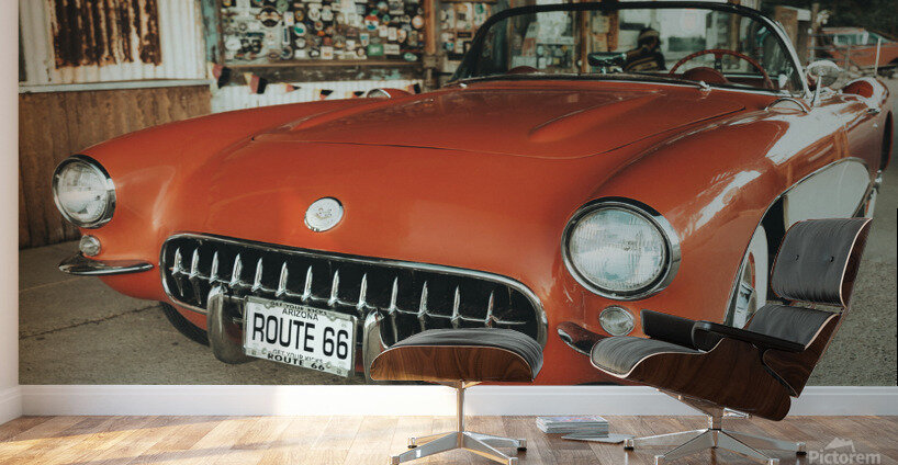Route 66 Classic Corvette Wall Murals